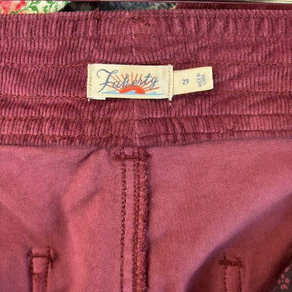Faherty Stretch Corduroy Wide Leg Organic Cotton Velvet Maroon Women’s Size 29 - Picture 5 of 7